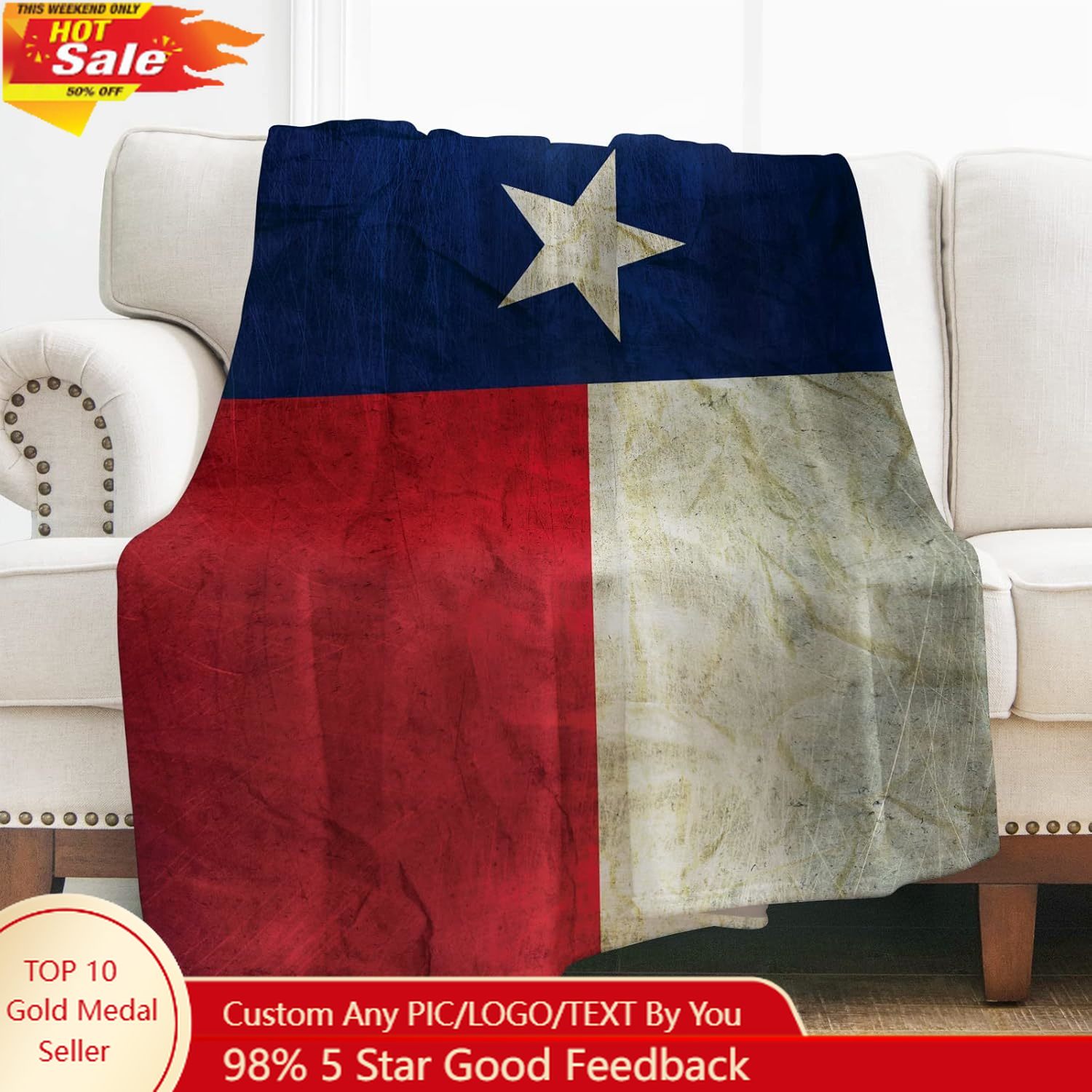 Home Textiles Usa - Manta con bandera de Levens Texas,