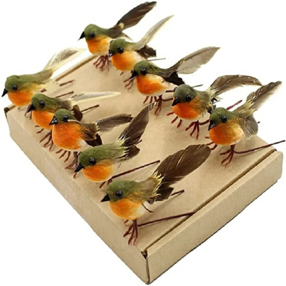 Home And Textiles Today - Adorno de pájaro Robin de plumas