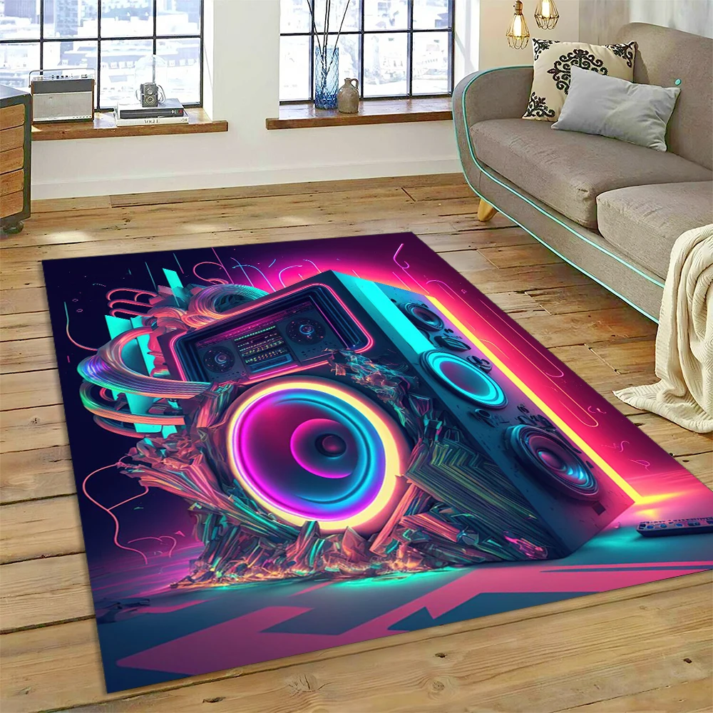 Home Textiles Notes - Alfombra colorida con notas musicales, puntuación