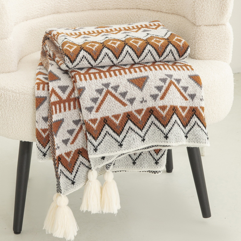 Luxury Home Textiles Usa - Manta Tejida Estampada Estilo Bohemio, Manta