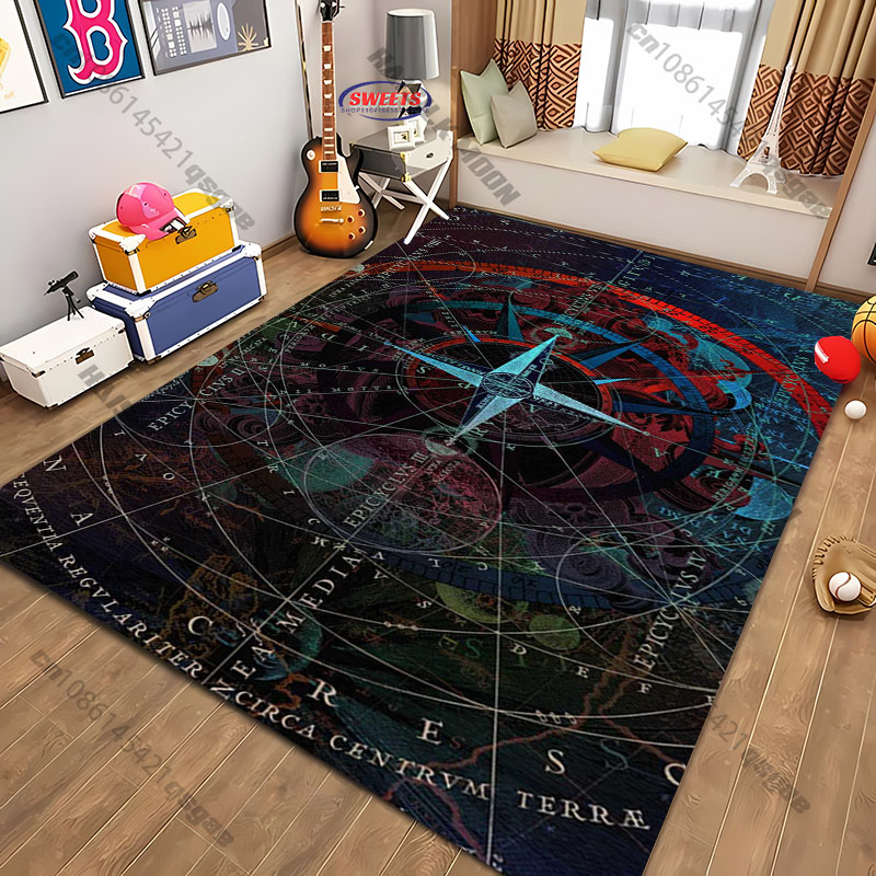 Alfombra con diseño de brújula - Luxury Home Textiles Usa reseña y precio